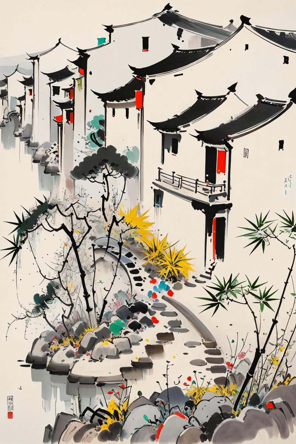 masterpiece,best quality,WuGuanZhong,<lora:WuGuanZhong Style-000006>,bamboo,