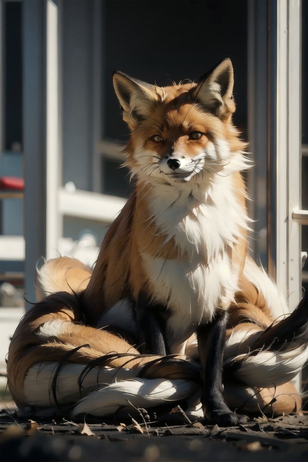  absurdres,absurdres,realistic,full_shot, fox_Nine Tails, jiu wei hu