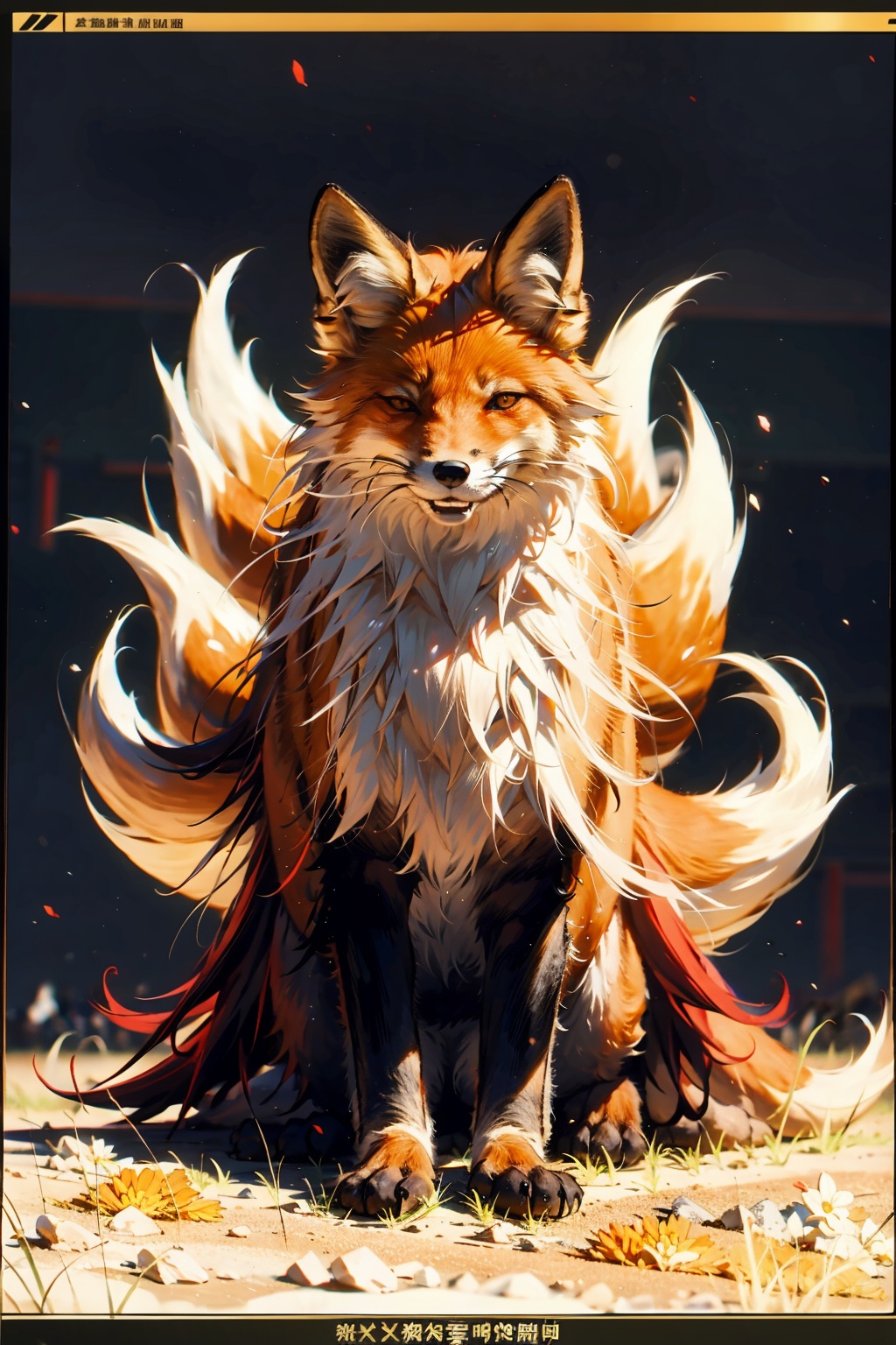 absurdres,absurdres,realistic,full_shot, fox_Nine Tails_jiu wei hu