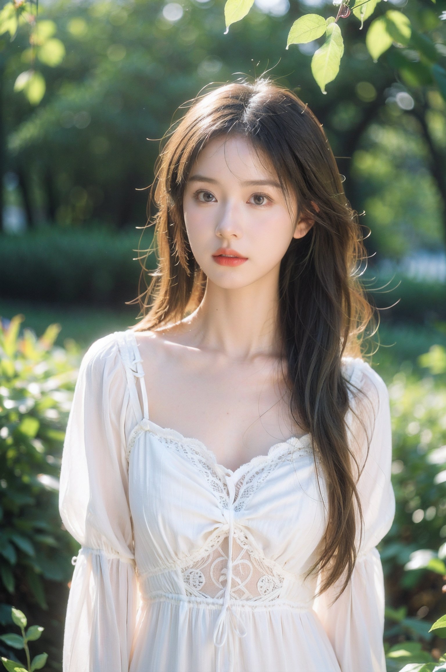 1girl,(8k, RAW photo, best quality, masterpiece:1.3),(realistic,photo-realistic:1.37),soft light,(extremely beautiful face:1.1),big eyes,an extremely delicate and beautiful girl,depth of field,blurry background,delicate,beautiful,beautiful face,beautiful eyes,beautiful girl,delicate face,delicate girl,8k wallpaper,(best quality:1.12),(ultra-detailed:1.12),(highres:1.12),hyper detailed,ultra-detailed,high resolution illustration,colorful,8k wallpaper,highres,Cinematic light,ray tracing,(8k, RAW photo, best quality, masterpiece, ultra highres, ultra detailed:1.2),(realistic, photo-realistic:),outdoors,forest,butterfly,green glowing plants,<lora:SD1.5泛光调节_v1.0:0.3>,long_sleeves,(blond hair:1.2),(lolita:1.2),dress,lace,spirit,lace,ribbon,hair_ribbon,nature,Dreamy forest,cowboy_shot,flowers meadows,senlin,leaf,<lora:Kolak_森系氛围光感:0.6>,