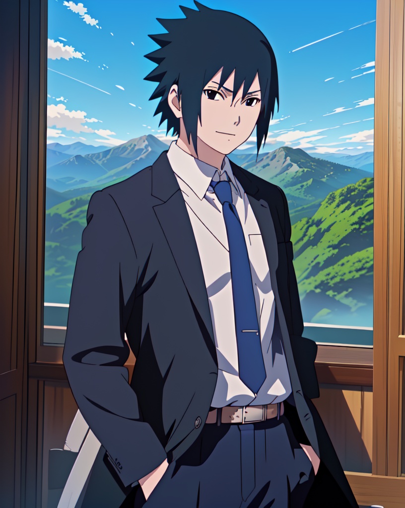 (anime screencap),  (medium shot),  Sasuke Uchiha on Tensor.Art