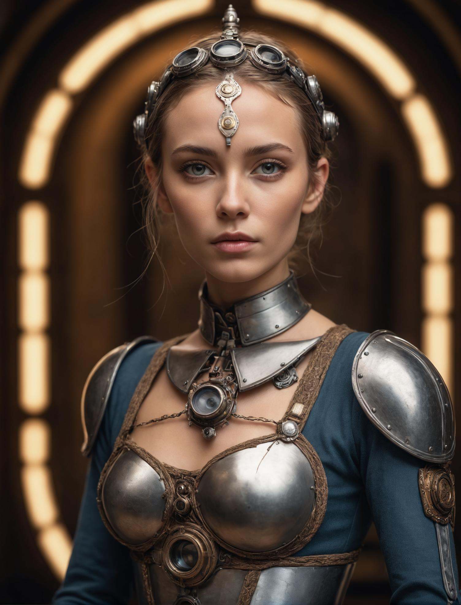 photograph,  Cyborg young_woman,  Medieval monocle on Tensor.Art