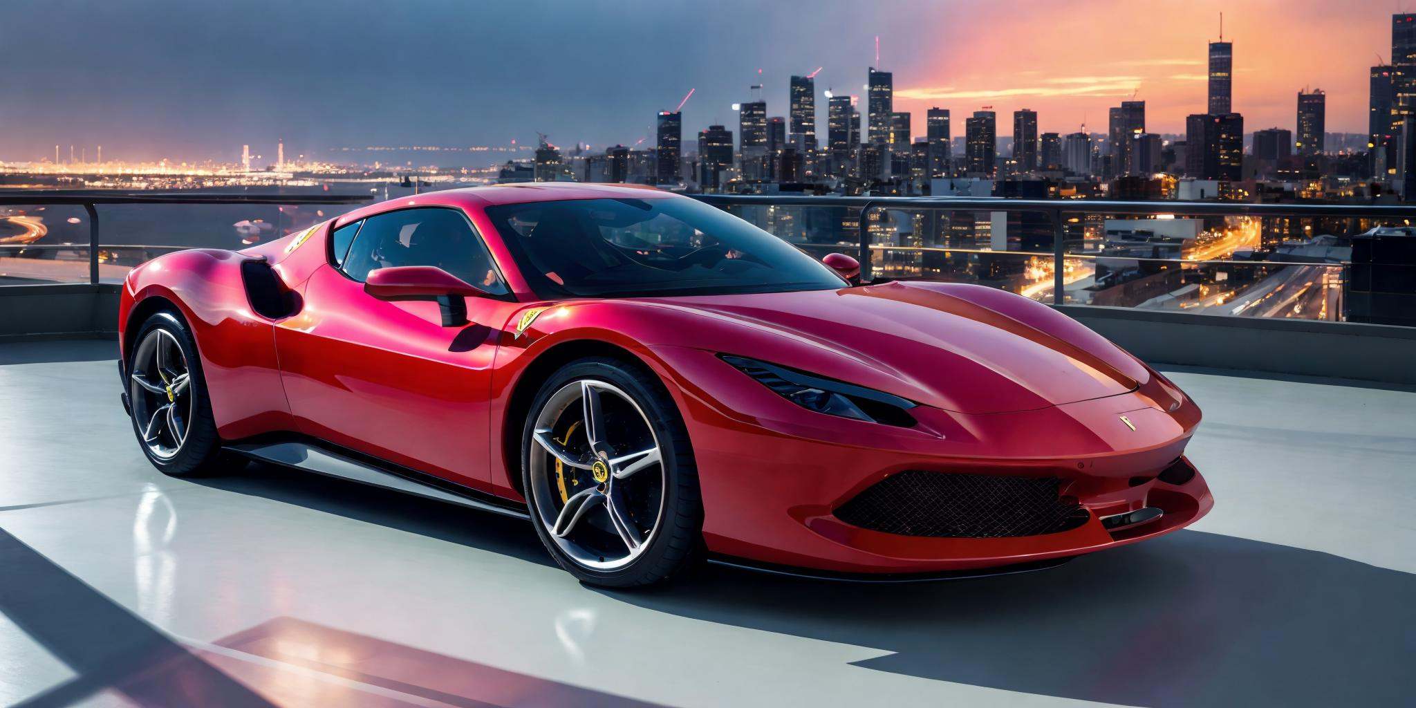 Ferrari 296,a woman,Ferrari car logos,,masterpiece, highly detailed photorealistic 8k raw photo,Rainy night, night,bright tones,real light and shadow,best cinematic quality, volumetric lighting and shadows, the front of the car has a Ferrari logo,1girl,1girl driving car, sprktt,cutting-edge design, showcasing sleek lines, advanced features, innovation, futuristic cityscape, high-tech laboratory, futuristic cityscape background, Full shot, shiny and reflective bodywork ,8k <lora:Ferrari 296（法拉利296）:0.7>  <lora:supercargirl2:0.8>