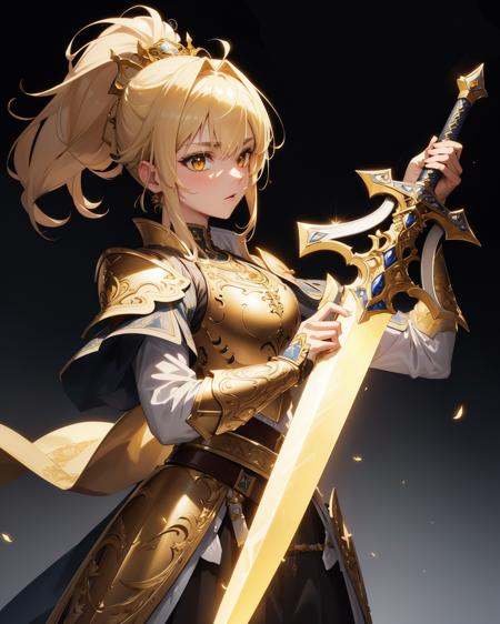 sword of paladin,  ornate blade,  golden straight handle on Tensor.Art