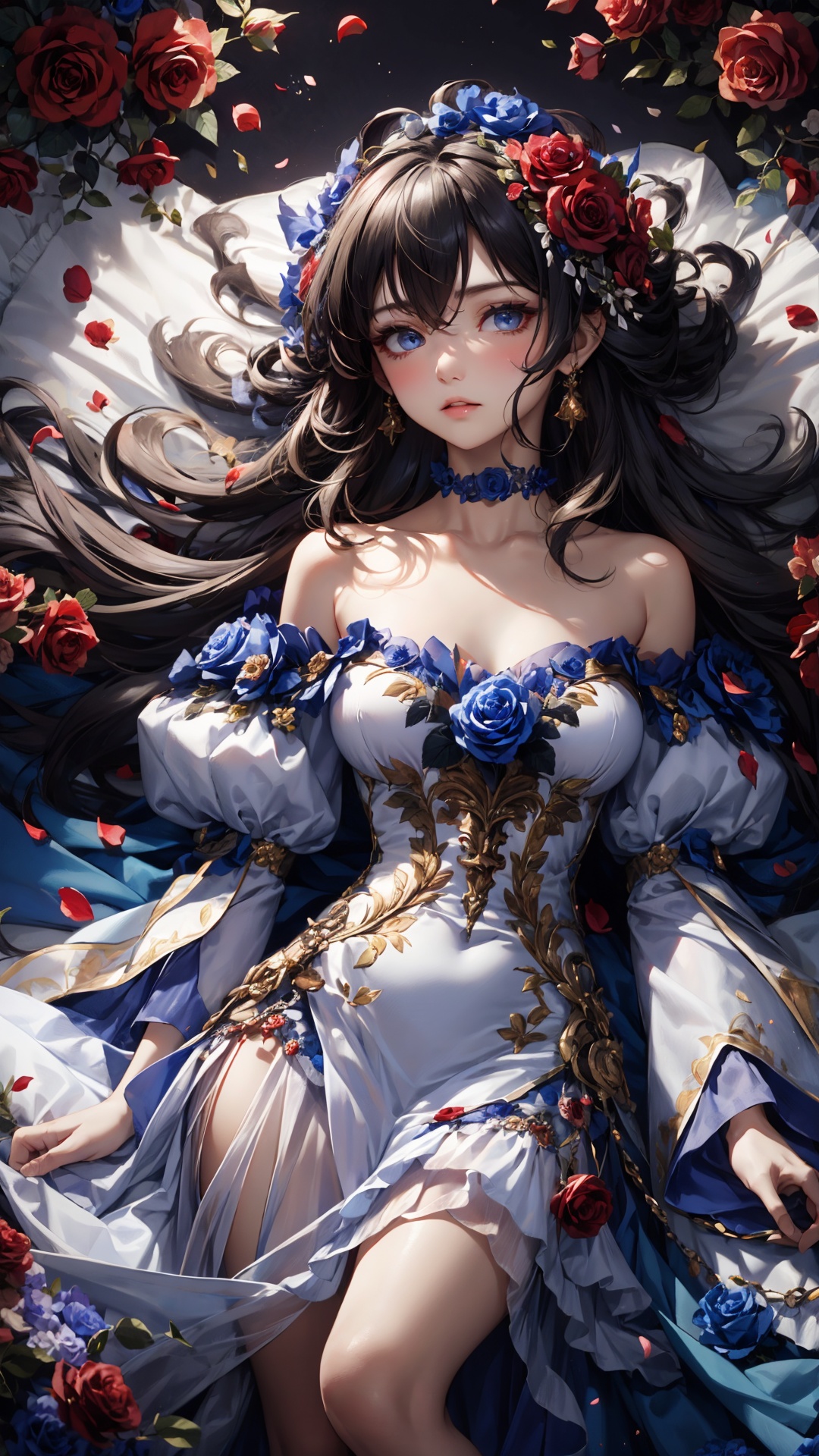 1girl,  solo,  red flower on Tensor.Art