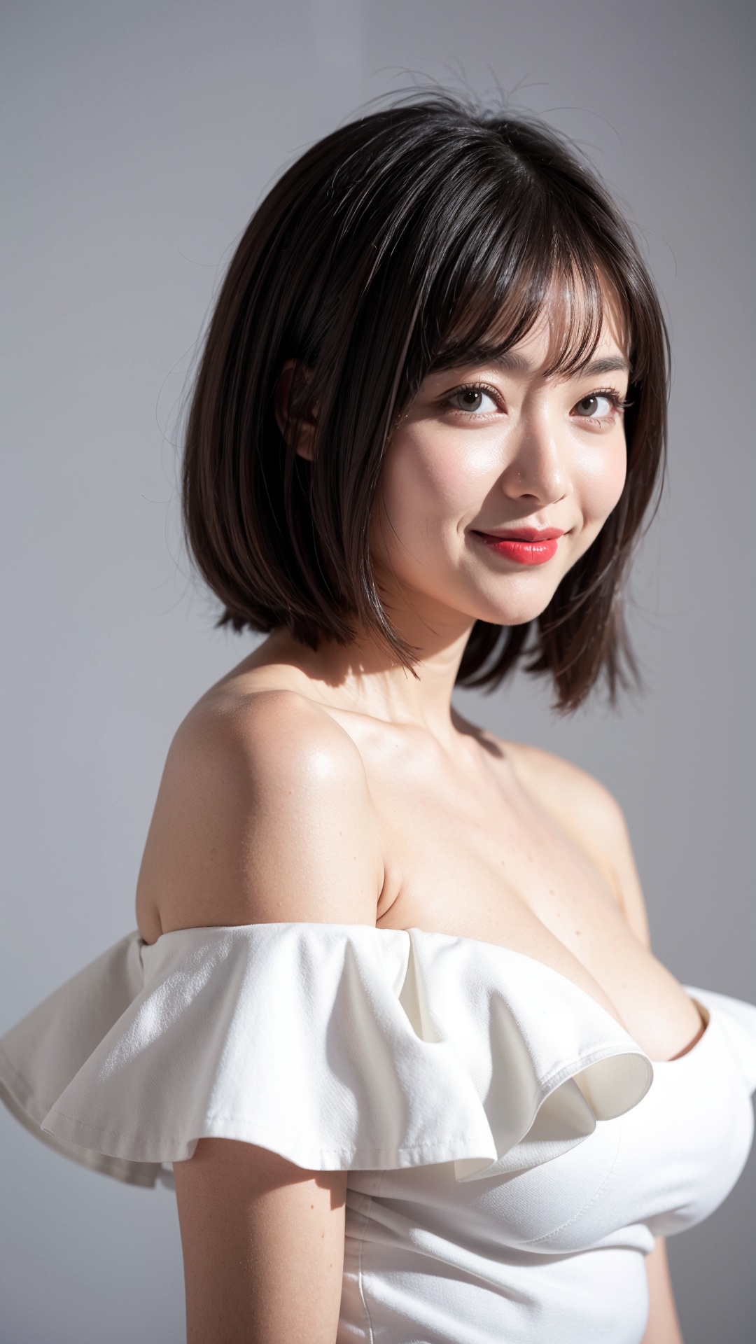 woman,  medium bob cut,  red lips on Tensor.Art