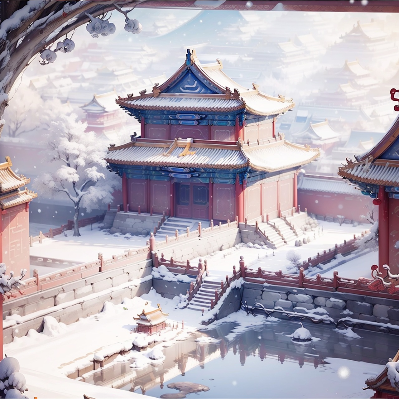 Snow Scenery, Ancient Chinese Architecture