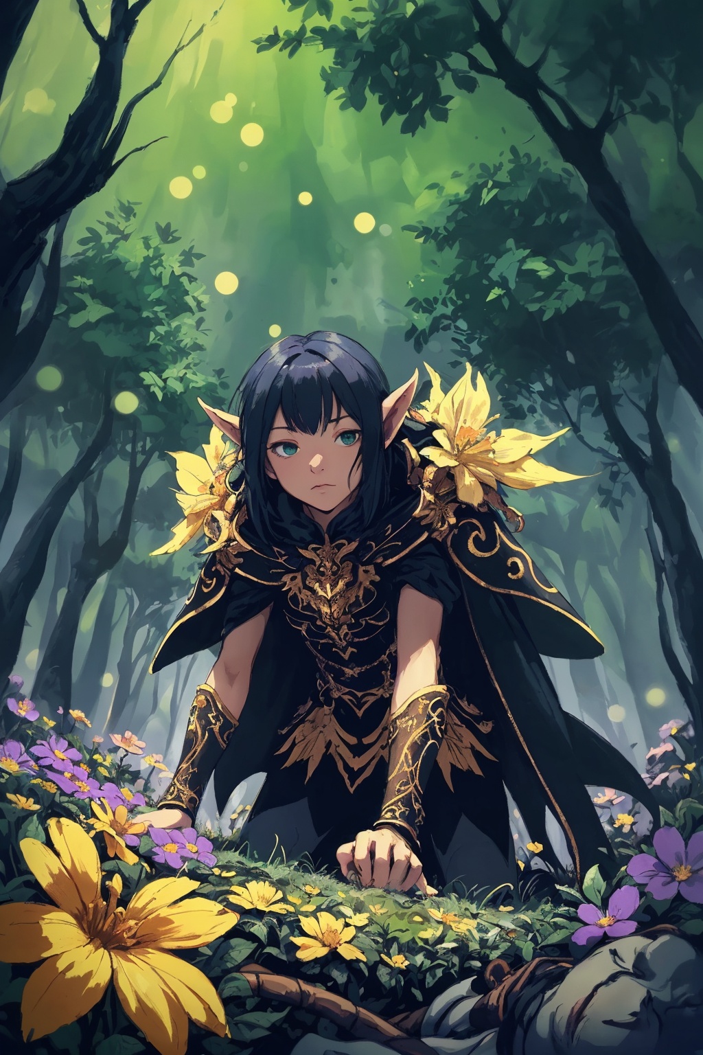 woman,  flower dress,  (fantasy) on Tensor.Art