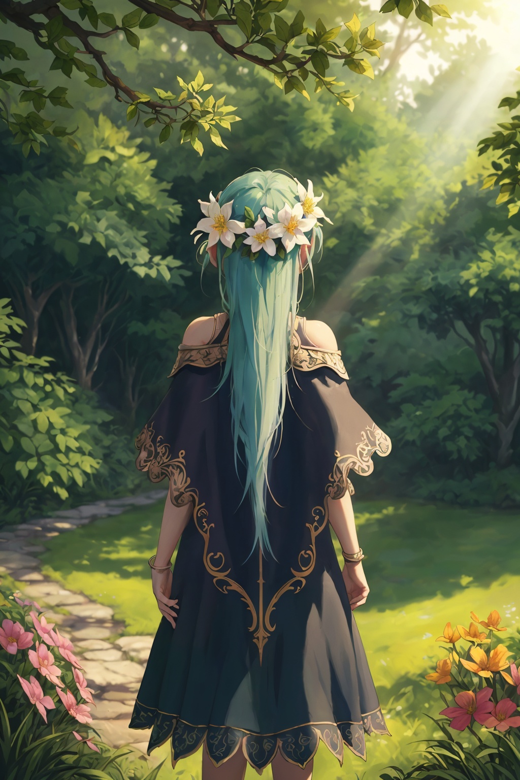 flower dress,  (fantasy),  high fantasy on Tensor.Art