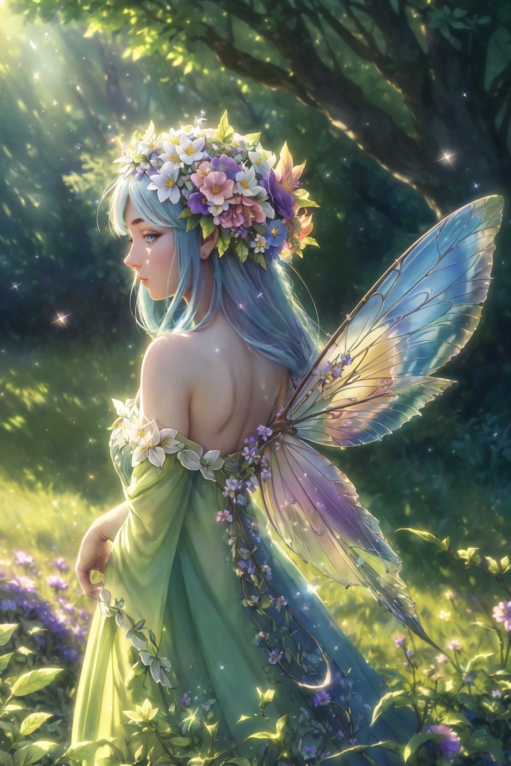 flower dress,  (fantasy),  high fantasy on Tensor.Art