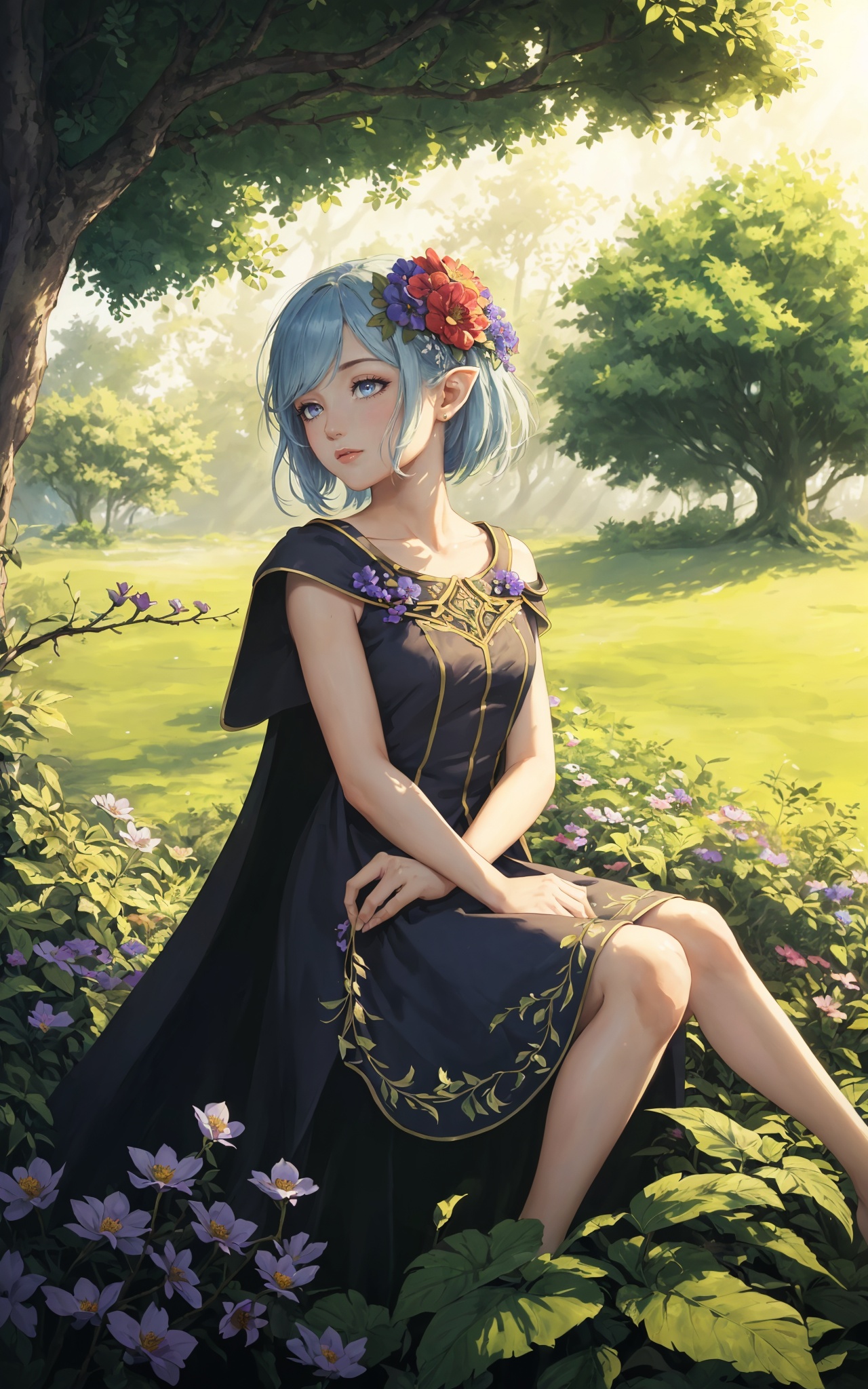 flower dress,  (fantasy),  high fantasy on Tensor.Art