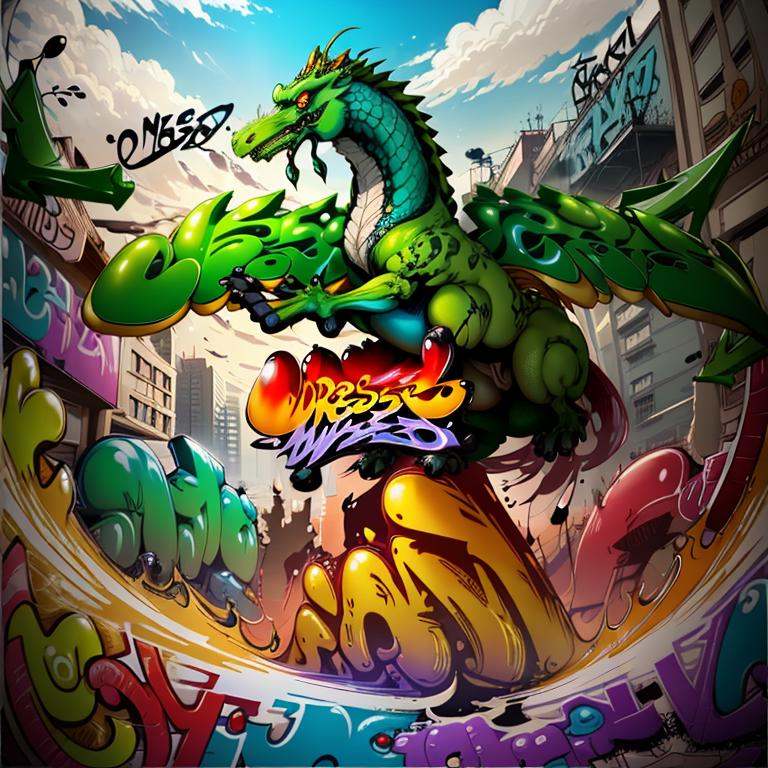 best qualtiy,masterpiece,movie-level quality,<lora:graffiti>,(graffiti:1.2),legendary animal,future city,flying dragon,, best qualtiy,masterpiece,movie-level quality,