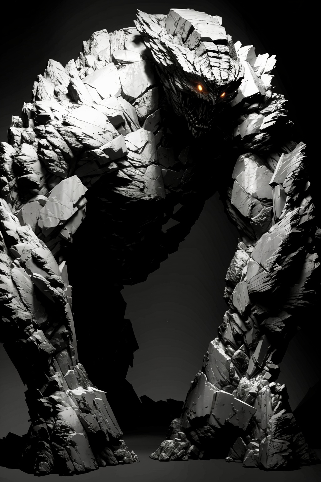  absurdres,absurdres,realistic,full_shot, , Stone Monster