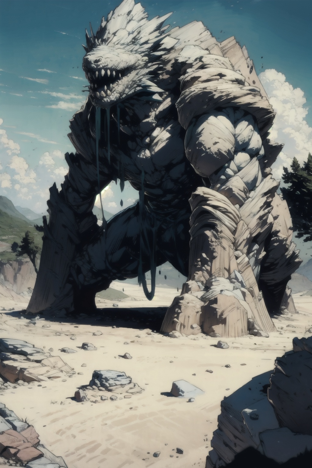  absurdres,absurdres,realistic,full_shot, , Stone Monster
