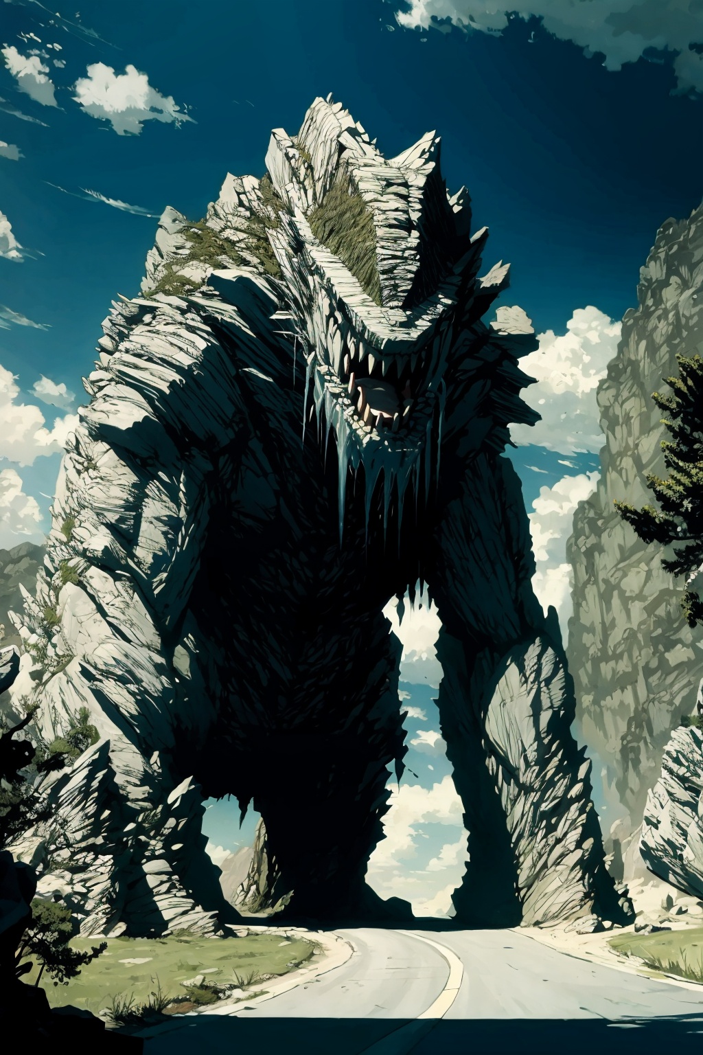  absurdres,absurdres,realistic,full_shot, , Stone Monster