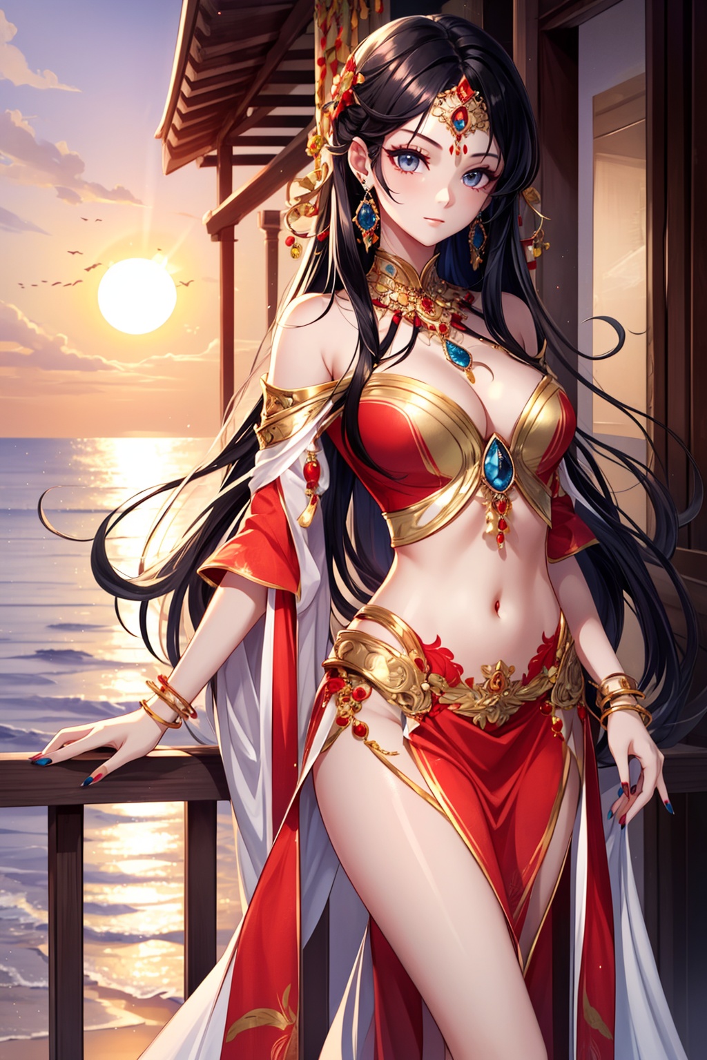 1girl,  fire,  long_hair on Tensor.Art