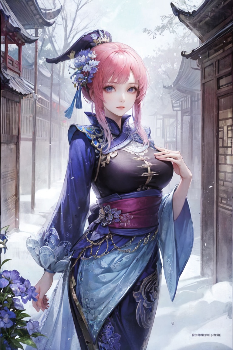  1girl, upper body,big_boobies,dress,sanguowushuang style