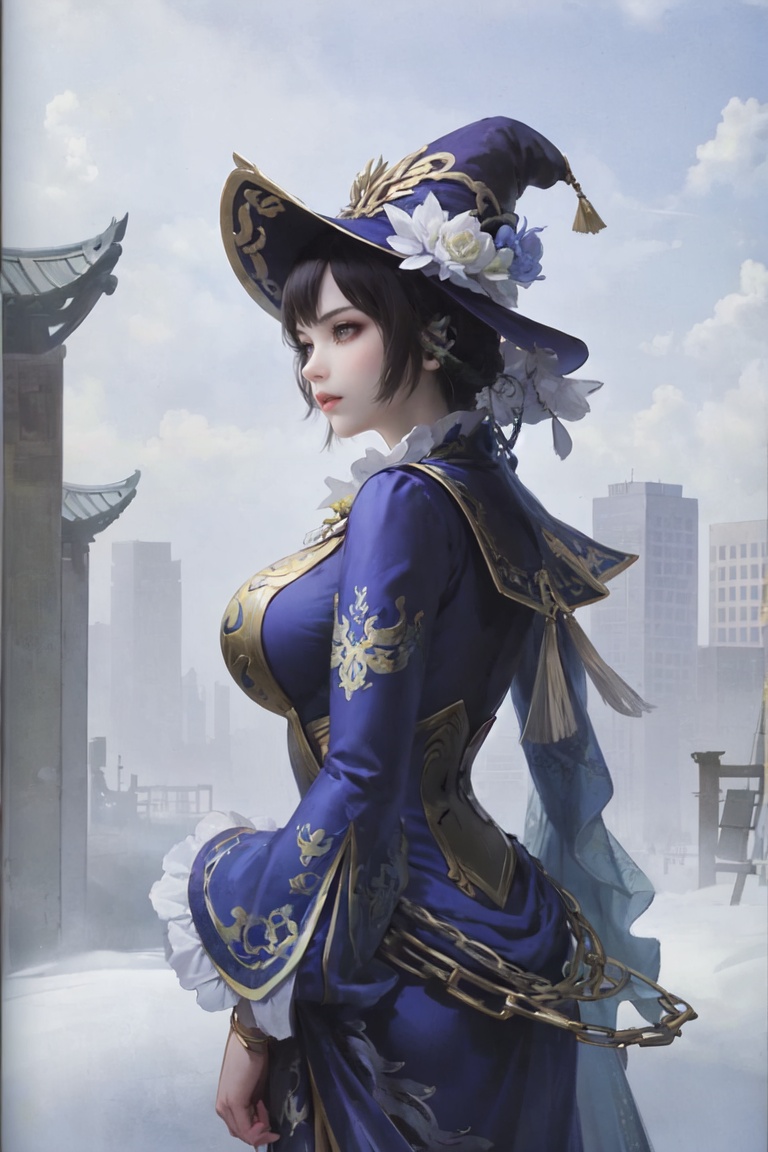  1girl, upper body,big_boobies,dress,sanguowushuang style