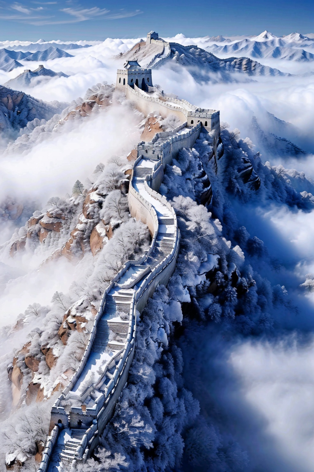  Best quality,8k,cg,arafed view of a snow covered wall with a person walking on it, great wall, the great wall, castle made of clouds, sha **, amazing wallpaper, beautiful wallpaper, castle in the clouds, high quality wallpaper, flying cloud castle, winter, a dragon made of clouds, january, by Cheng Jiasui, high-quality wallpaper, ancient chinese architecture, 1girl