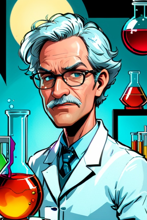 comic book art,  (a scientist in a laboratory),  Line work on Tensor.Art