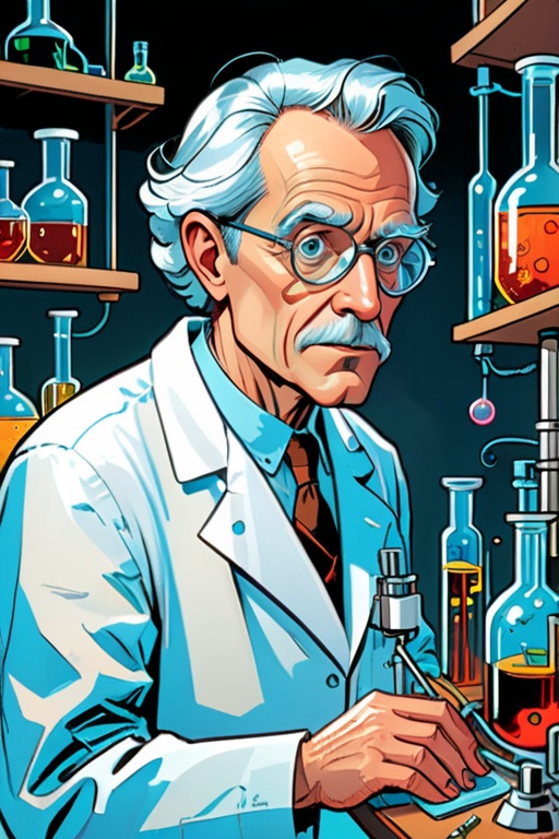 comic book art,  (a scientist in a laboratory),  Line work on Tensor.Art