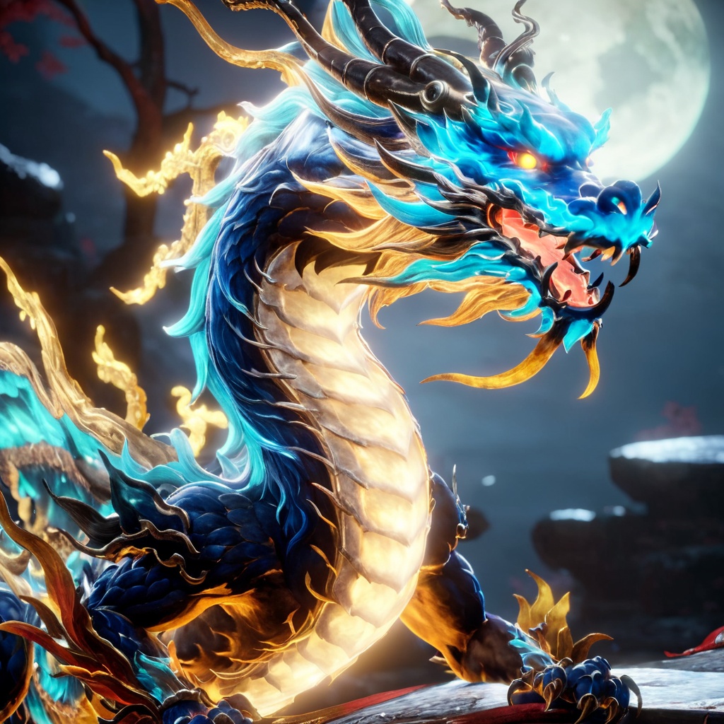 niohxlguardiansprt,  azurite chinese dragon,  looking seriously at the viewer on Tensor.Art