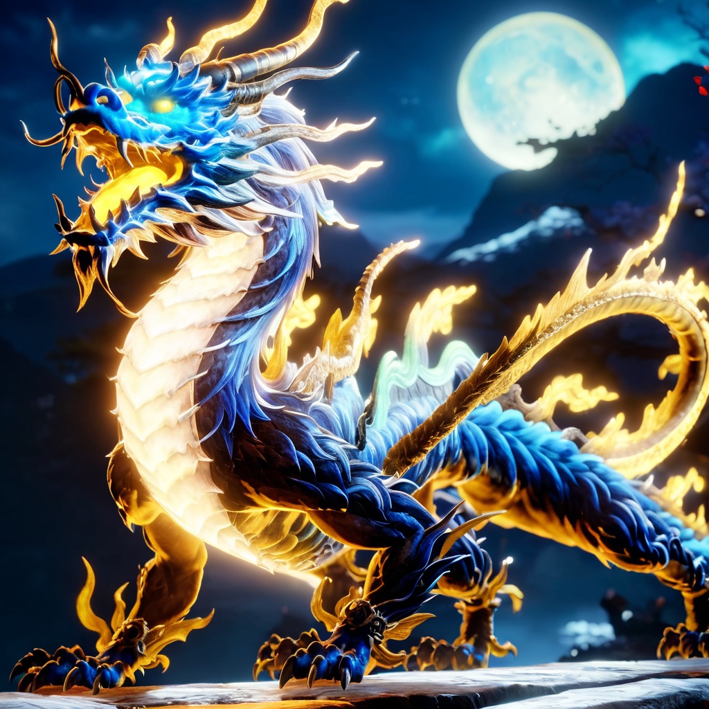 niohxlguardiansprt,  azurite chinese dragon,  l ooking seriously at the viewer on Tensor.Art