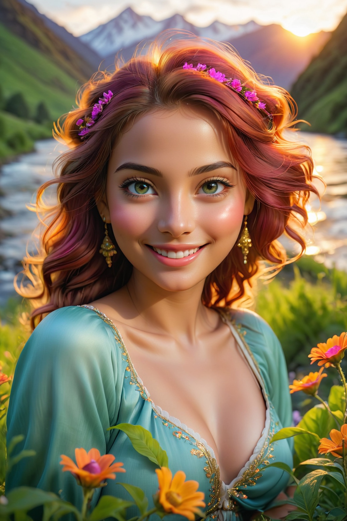 photorealistic,  ultra-detailed,  vibrant photography of a woman in nature on Tensor.Art
