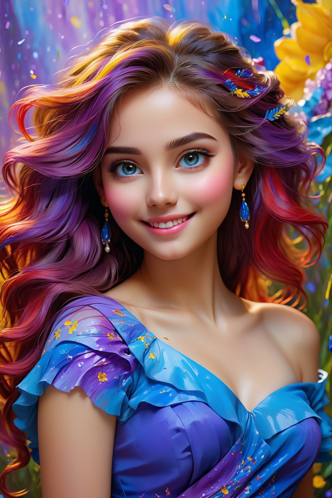 An enchanting 8K oil painting masterpiece,  ,  Exquisitely portraying her perfect face with soft on Tensor.Art