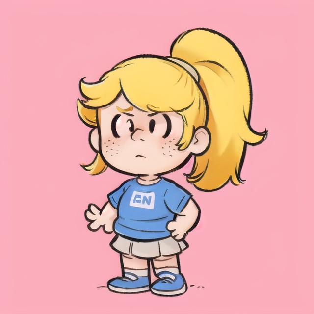 rchibi,  photo of a 20 years old girl with brown shiny eyes,  blonde hair in a ponytail on Tensor.Art