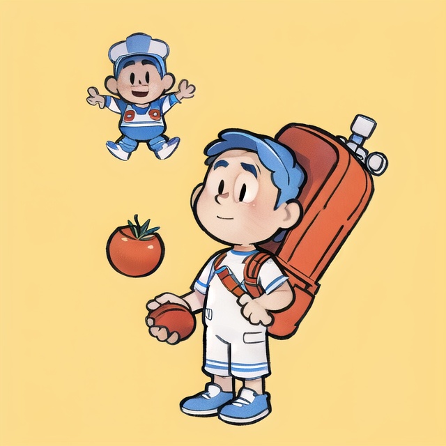 rchibi,  astronaut with a delivery man's bag on his back and a basket of tomatoes in his hand,  mars background on Tensor.Art