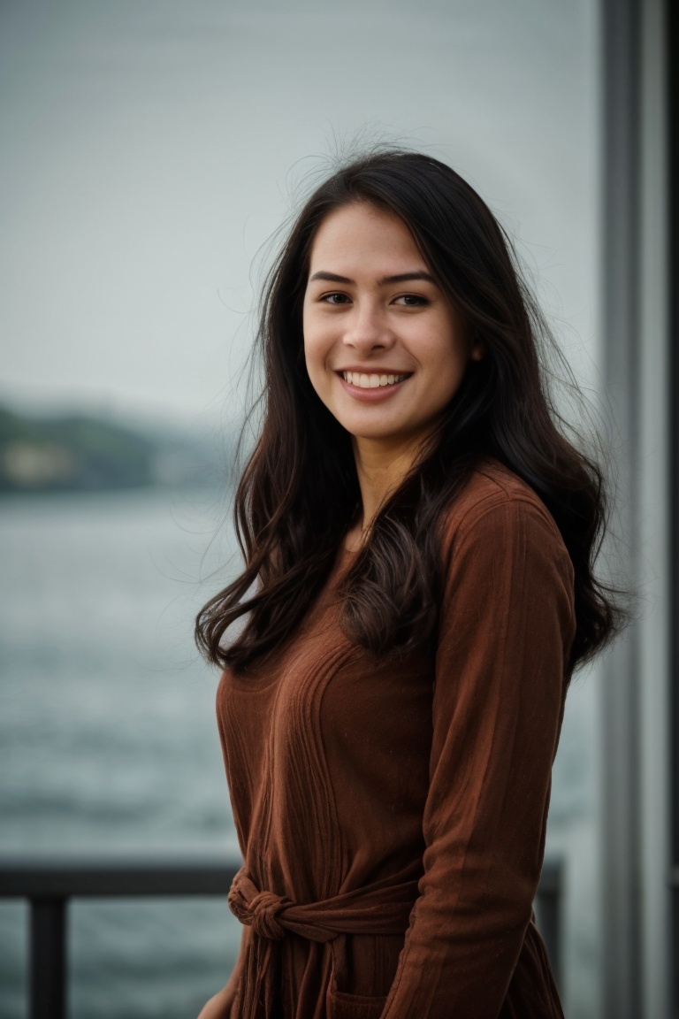 Capture a striking photograph featuring a (Lush Girlfriend) who is also a (Tax collector),  showcasing her warmth with a (...