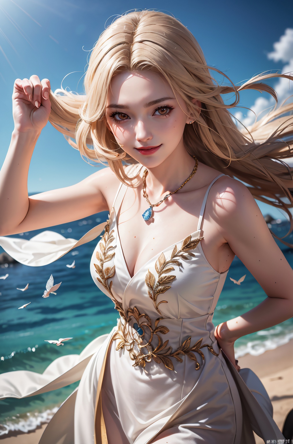  DSLR, (Good structure), HDR, UHD, 8K, A real person, Highly detailed, best quality, masterpiece, 1girl, realistic, Highly detailed, (EOS R8, 50mm, F1.2, 8K, RAW photo:1.2), ultra realistic 8k, (best illumination, best shadow, extremely delicate and beautiful), (official art, beautiful and aesthetic:1.2), solo, 1girl, , Wind, flowing hair, kind smile, , pose for picture, Dynamic pose, looking_at_viewer,gangshou