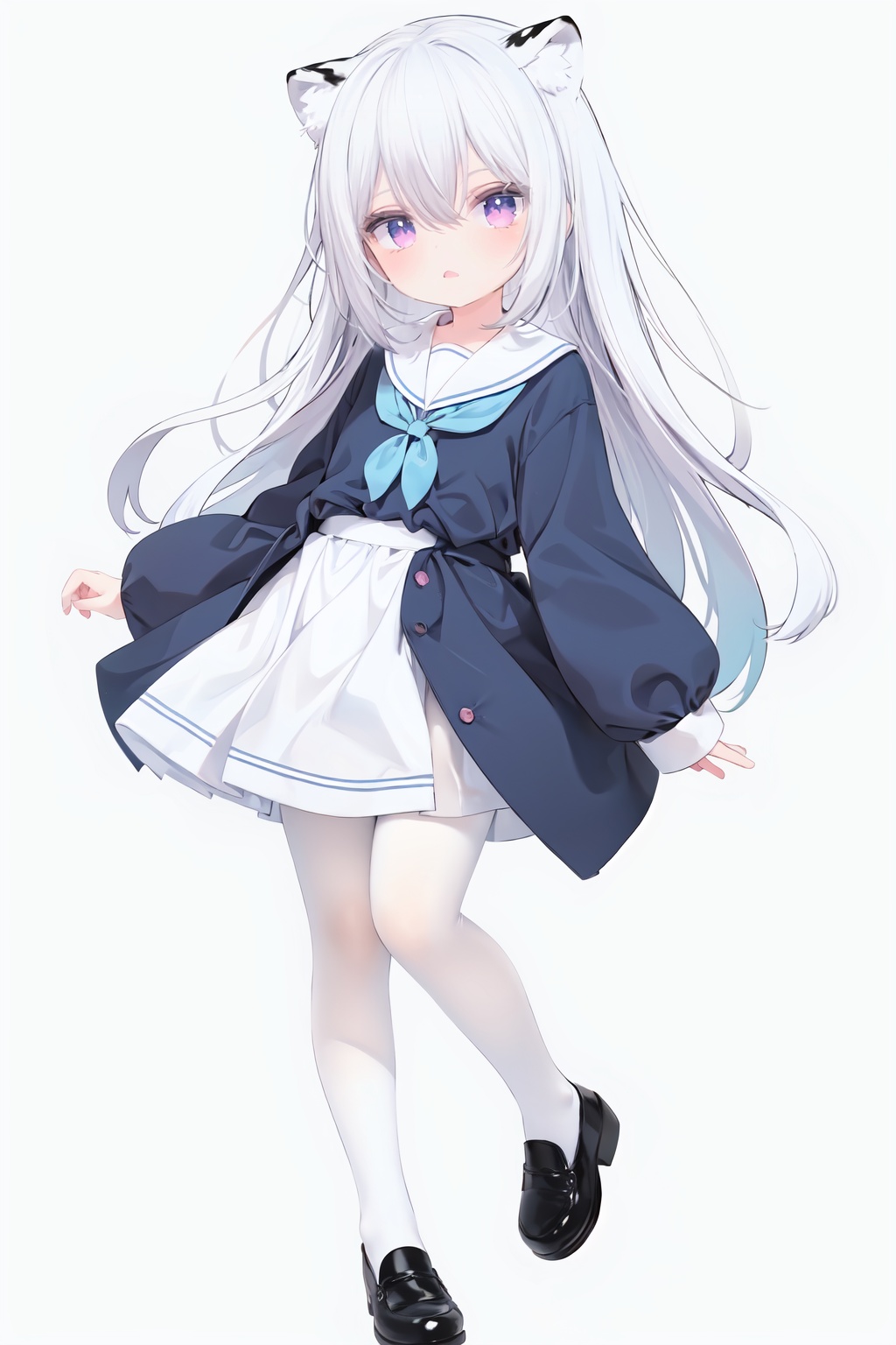 cute,  solo blue shirt,  blue sailor coat on Tensor.Art