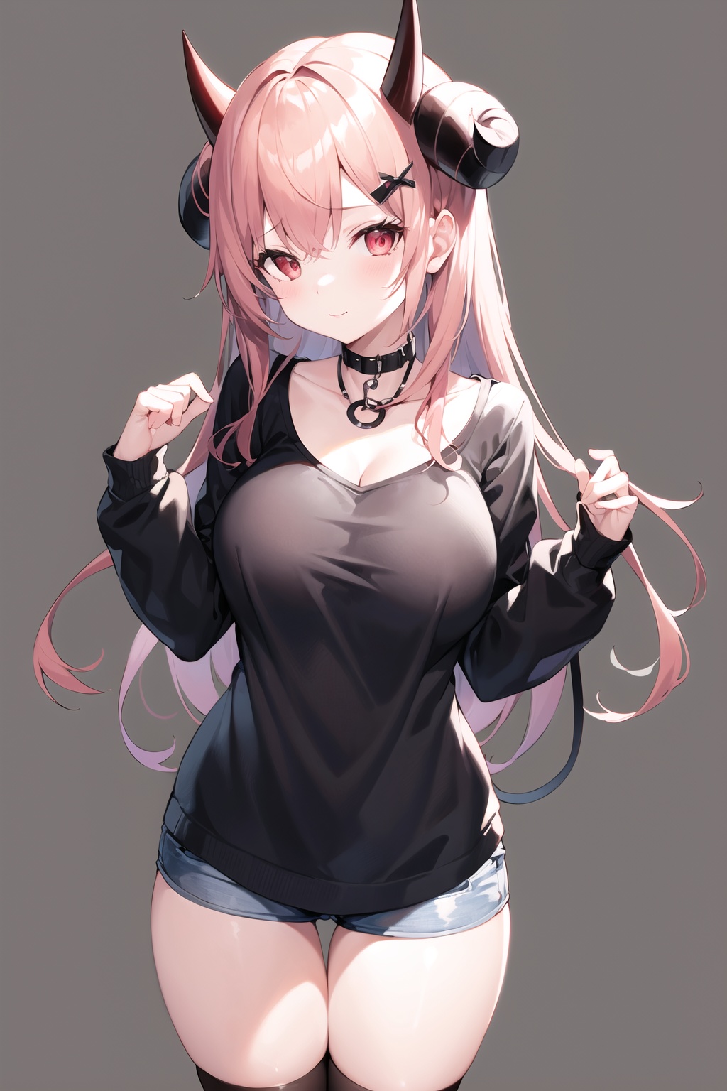 1girl,  demon horns,  breasts on Tensor.Art