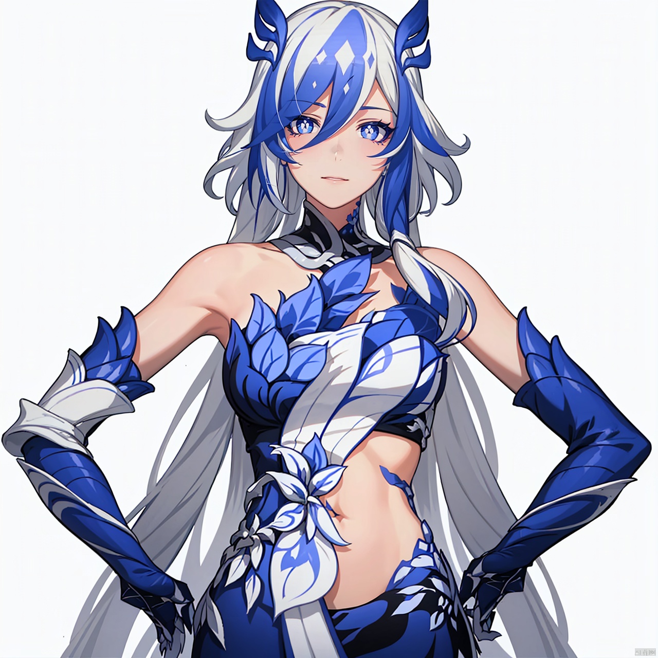  (masterpiece:1.3), (the best quality:1.2), (super fine illustrations:1.2), (Masterpiece), high quality, high detail, ((white background:1.2)), looking at viewer, (SOLO:1.4), outline, , simple background,bright pupils,pelvic curtain,blue fire,gauntlets,mechanical parts,white skin,phoenix,shorts,collarbone,jewelry,twintails,eyelashes,elbow gloves,armor,blue legwear,thighhighs,boots,facial mark,head wings,blue gloves,two-tone hair,earrings,gloves,tassel,leotard,skirt,dress,elbow gloves,twintails,bare shoulders,tattoo,phoenix,ribbon,blue ribbon,bangs,white hair,blue eyes,streaked hair,fu hua,blue hair,fiery hair,hair between eyes,multicolored hair,wings,jewelry,hair ornament,gloves,hair ribbon,pattern on hair,logo,white pupils,diamond shaped pupils,