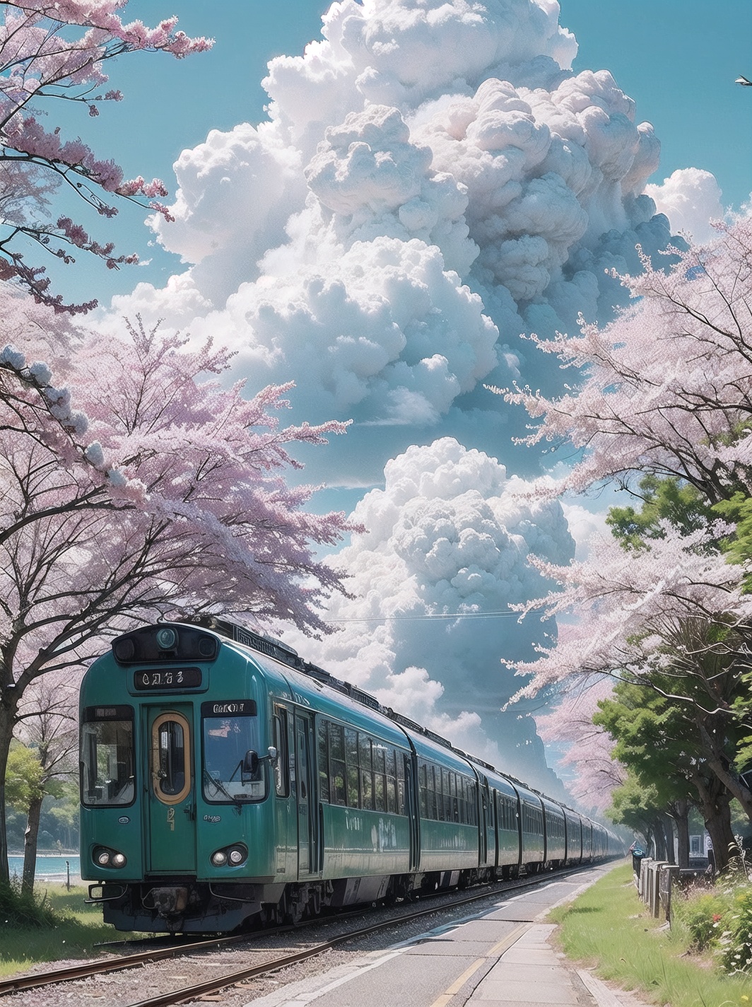 Beautiful pastel background wallpaper,  blue sky,  clouds on Tensor.Art