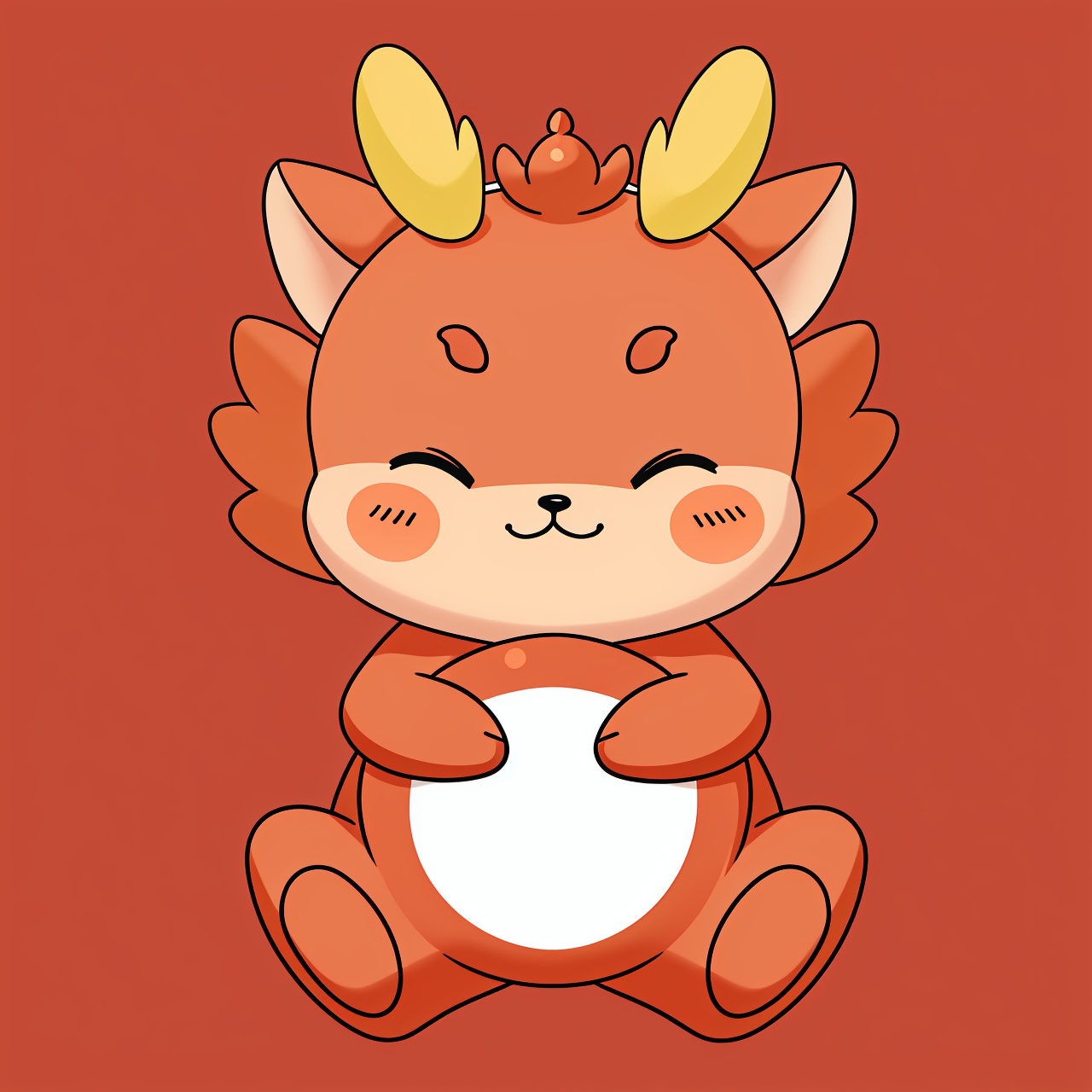 Orange-red,:3, blush, closed eyes, full body, gradient, gradient background, no humans, pokemon \(creature\), smile, solo,five-pointed star,Five-pointed star