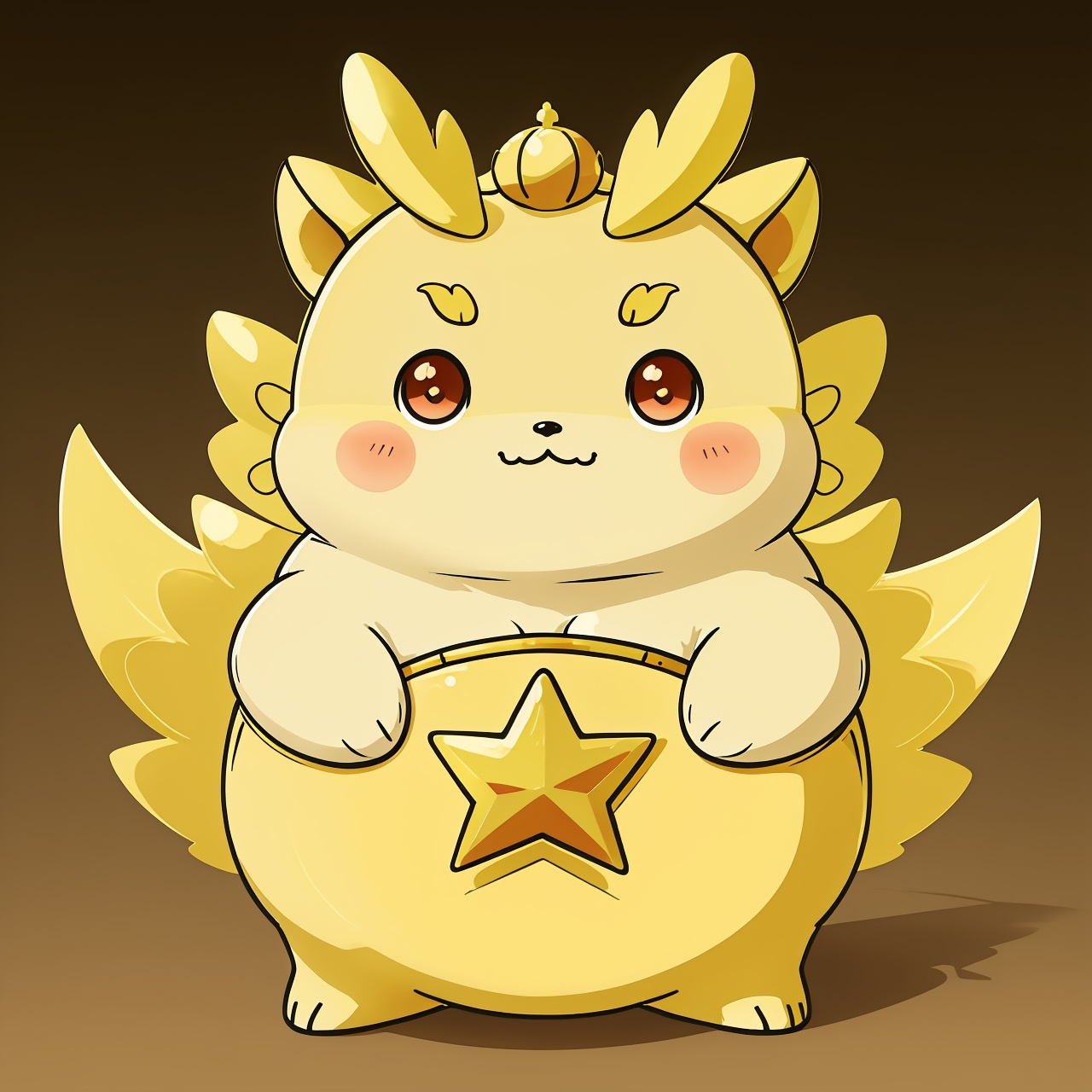 Yellow Pokemon, cute, chubby, pentagram, gold ingot, 32k, high definition