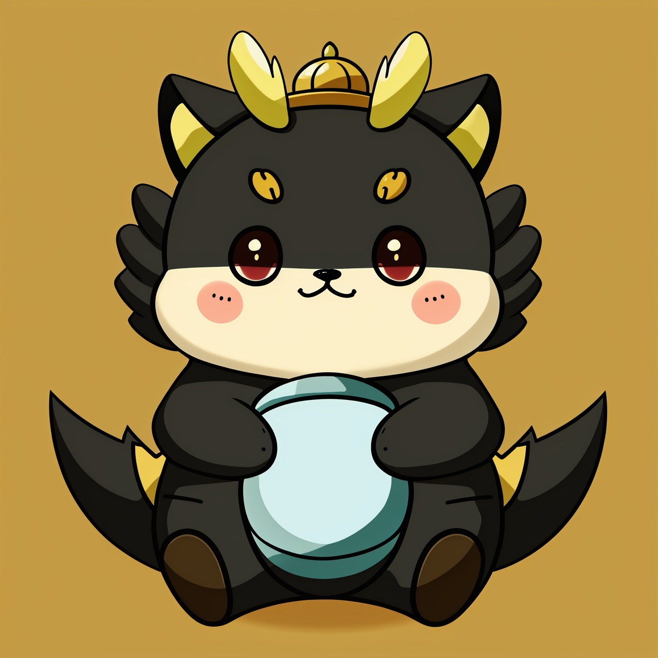 Black Pokemon, cute, chubby, gold ingot, 32k, high definition