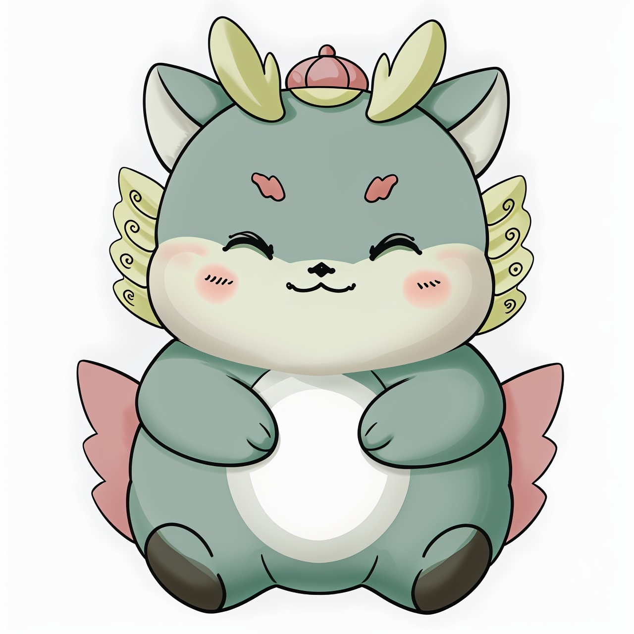  :3, blush, closed eyes, full body, gradient, gradient background, no humans, pokemon \(creature\), smile, solo,Pentagram ☆