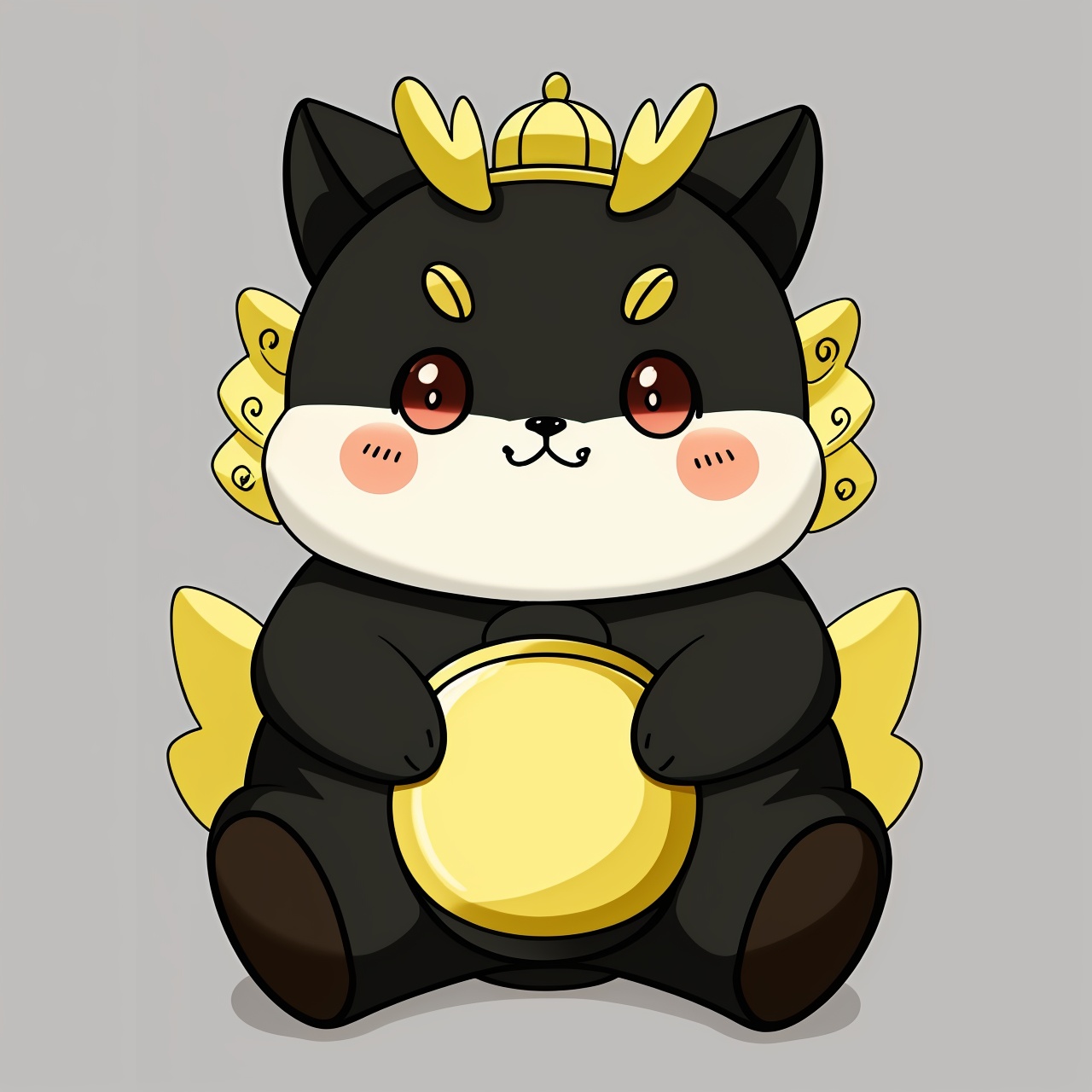 Black Pokemon, cute, chubby, gold ingot, 32k, high definition