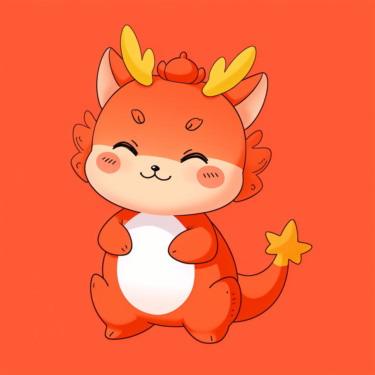  Orange-red,:3, blush, closed eyes, full body, gradient, gradient background, no humans, pokemon \(creature\), smile, solo,five-pointed star,Five-pointed star