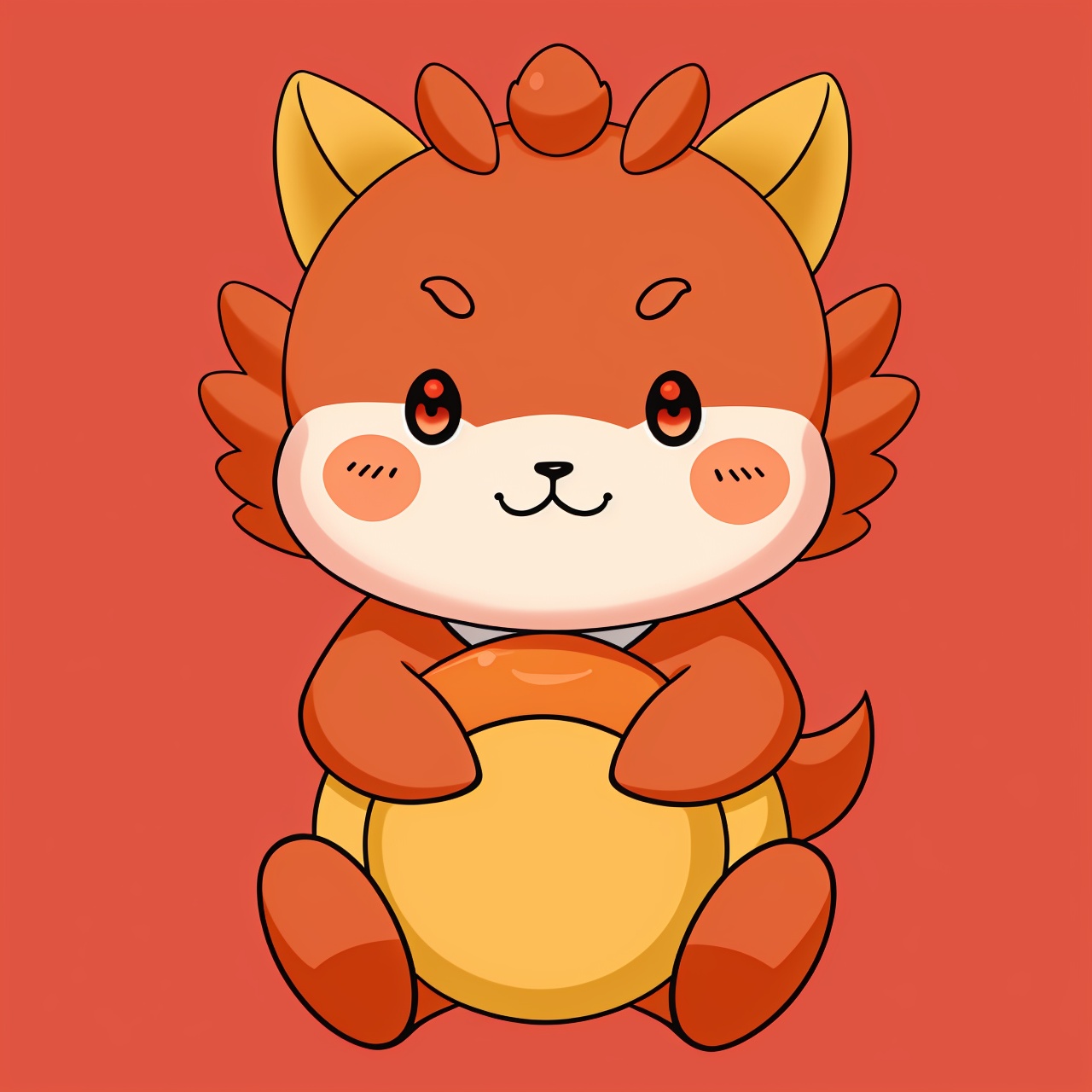 Orange-red,:3, blush, closed eyes, full body, gradient, gradient background, no humans, pokemon \(creature\), smile, solo,five-pointed star,Five-pointed star