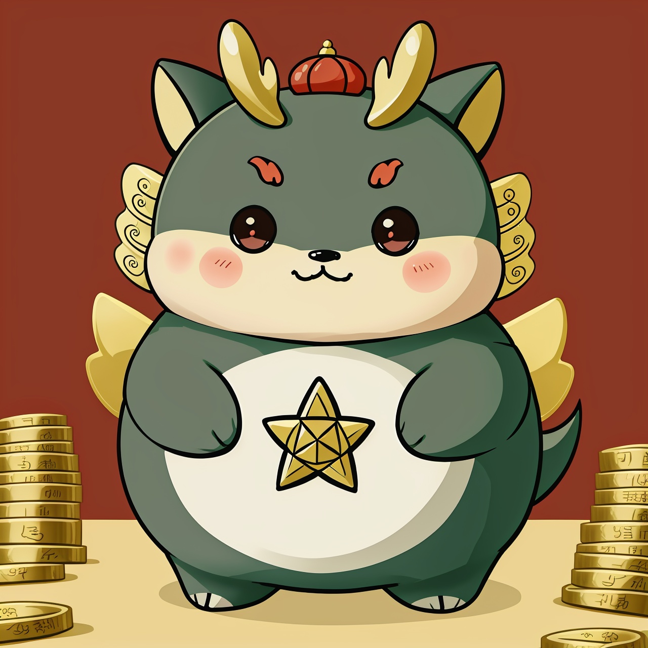 黑色Pokemon, cute, chubby, pentagram, gold ingot, 32k, high definition