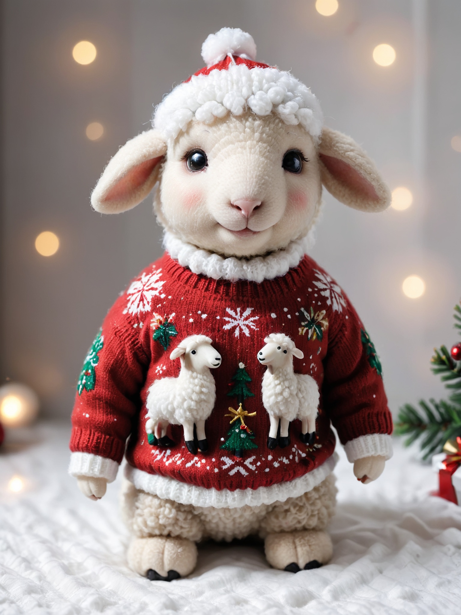 cute Christmas sheep,wearing Christmas Sweater,