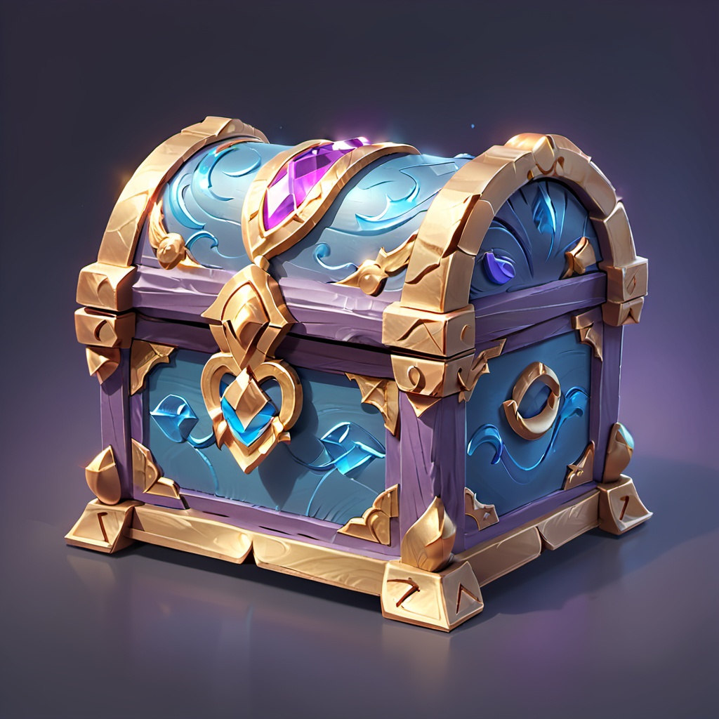  Game props. A fine blue and purple treasure chest.