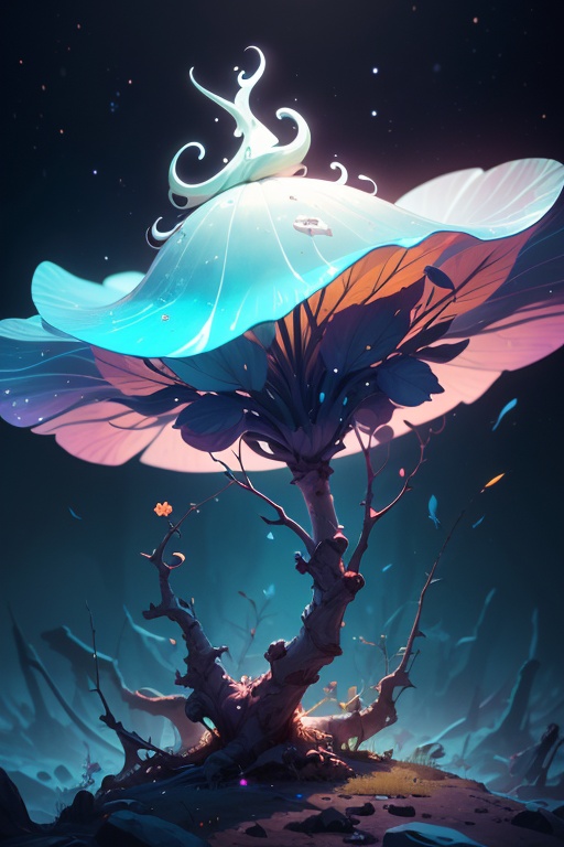 a surreal Bioluminescent,  very very very cute Silene in a happy world by Daniel Merriam,  Trending on Artstation on Tenso...
