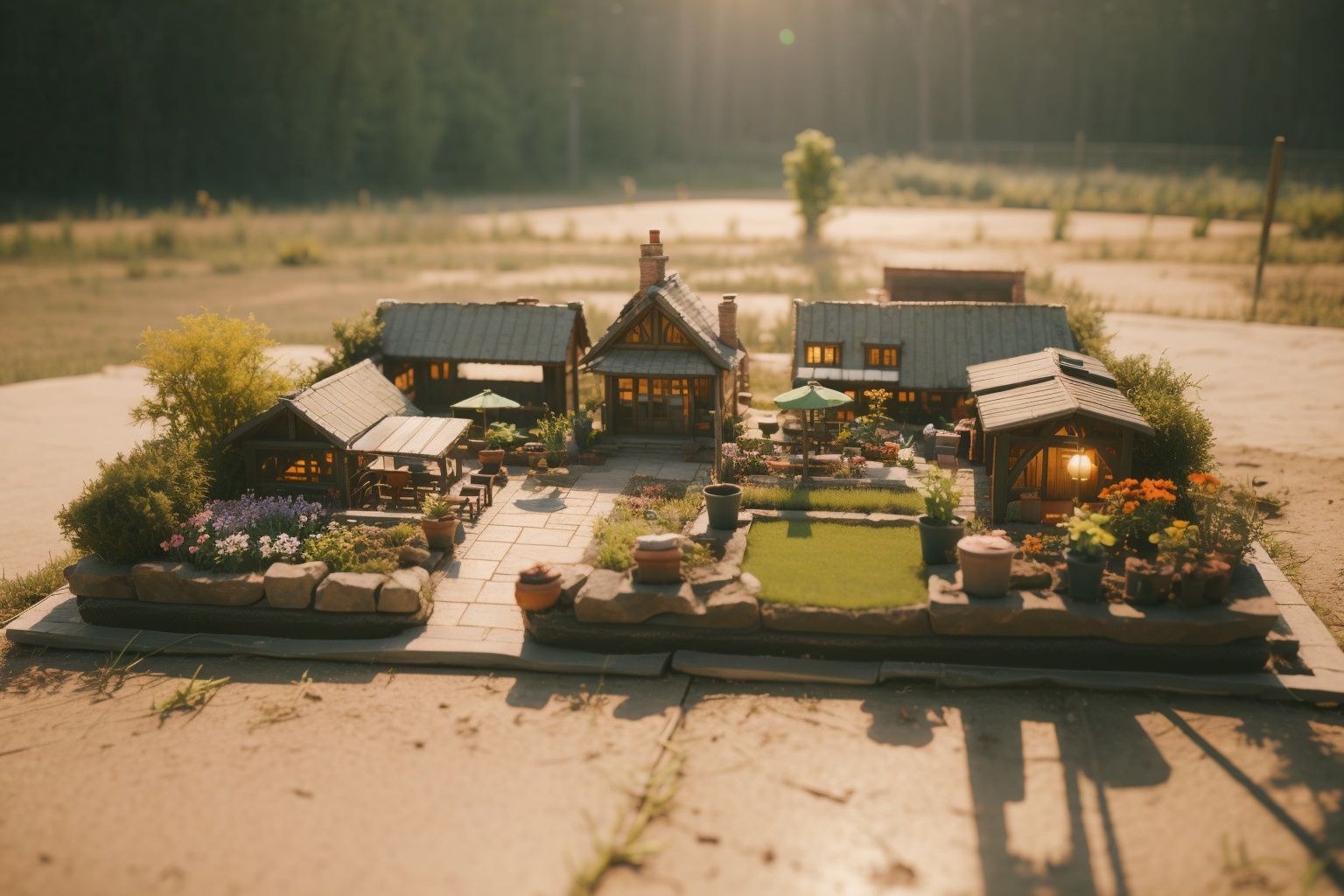 miniature,Super cute clay world,isometric view of garden,flowers,cute clay freeze frame animation,tilt shift,excellent lighting, volume,landscape,brush rendering,3D,super detail.Tilt-shift,miniature photography seecolor 