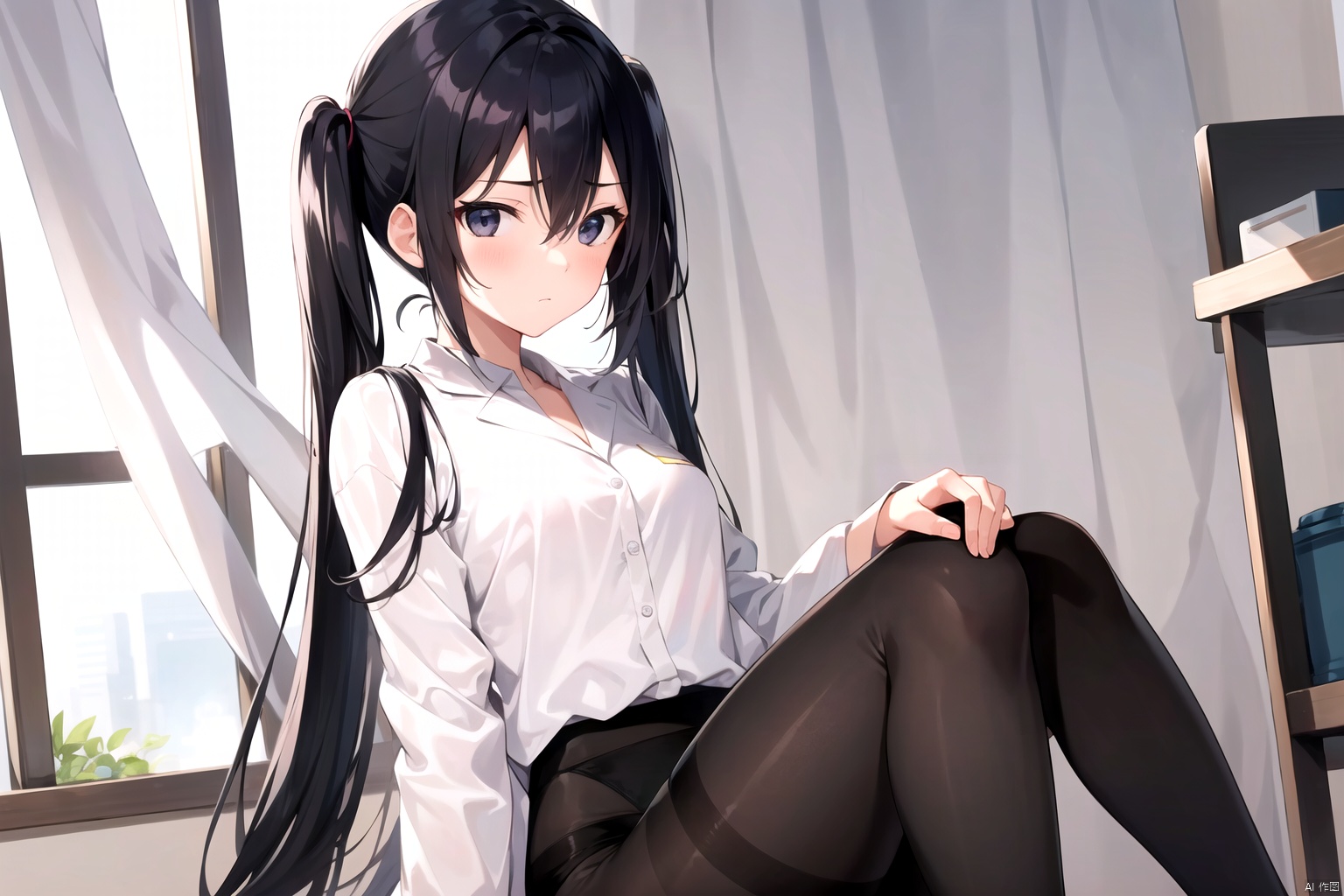 1girl,  black eyes,  black hair on Tensor.Art